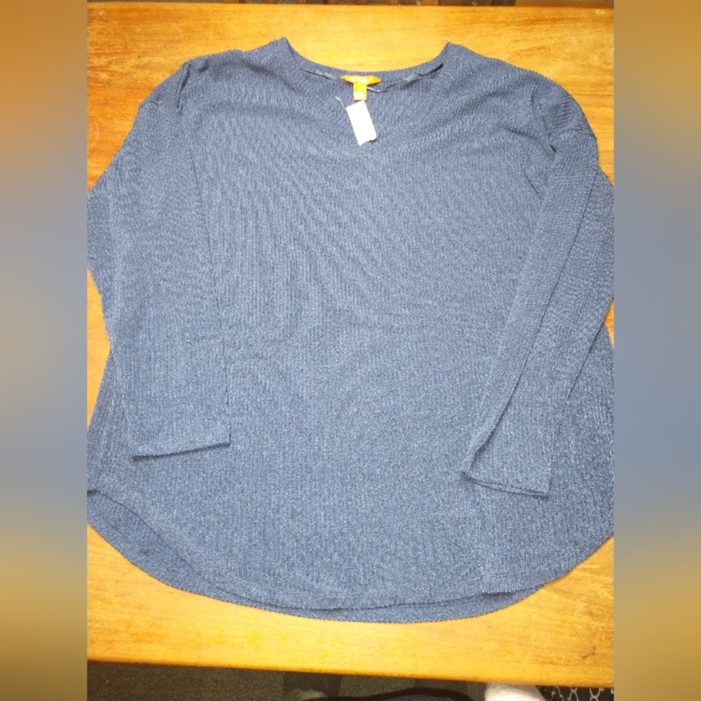 NWT Joe Fresh Size 2X Blue Long Sleeve Shirt, Ribbed & Stretchy, Comfy - Picture 9 of 9